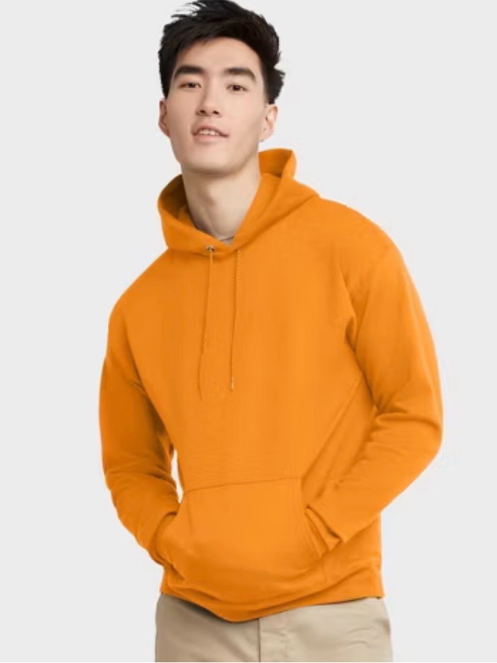 Hanes EcoSmart Men's Fleece Hoodie Safety Orange M